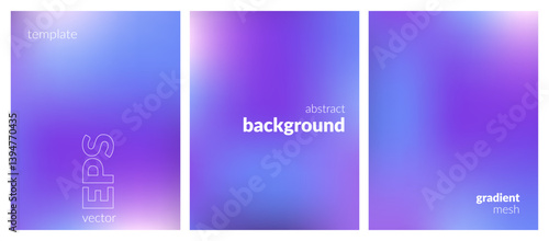 Abstract liquid background set. Gradient mesh. Effect bright color blend. Blurred fluid colorful mix. Modern design template for web covers, ad banners, posters, brochures, flyers. Vector EPS