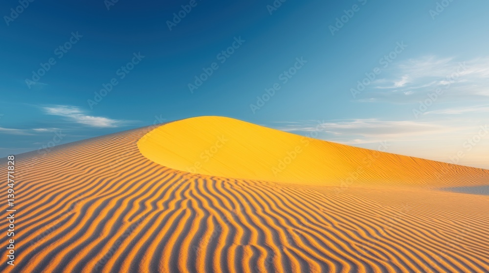 Naklejka premium Vast desert dunes with smooth golden curves