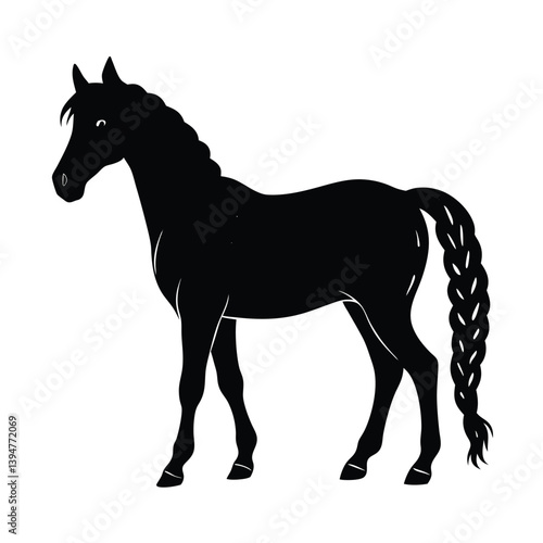 Horse Silhouette With Braided Mane Silhouette