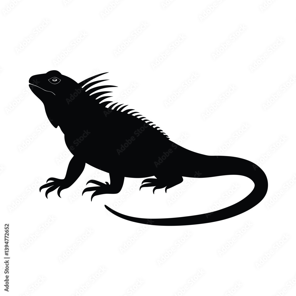 Fototapeta premium Iguana Silhouette Sunning Silhouette