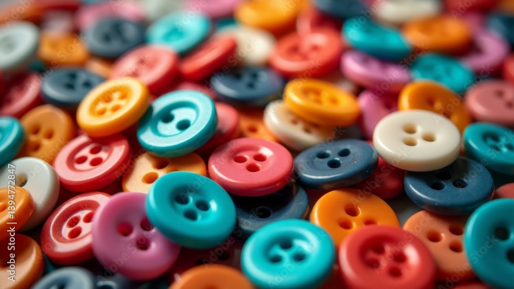 Pile Of Colorful Plastic Sewing Buttons Pile Of Colorful Plastic Sewing Buttons