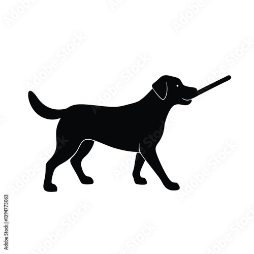 Labrador Retriever Silhouette Fetching Stick Silhouette