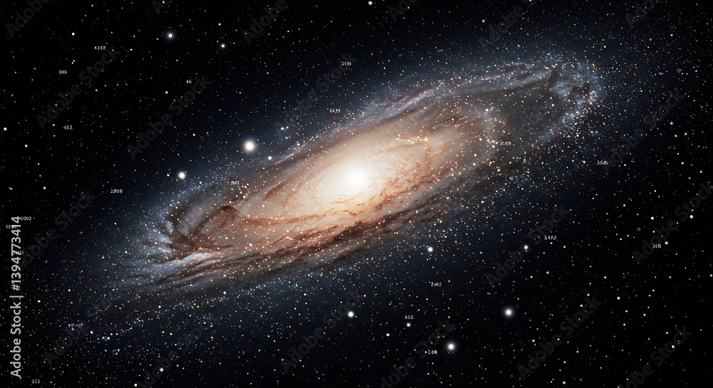 Fototapeta premium Spectacular Andromeda Galaxy View with Star Clusters and Cosmic Dust