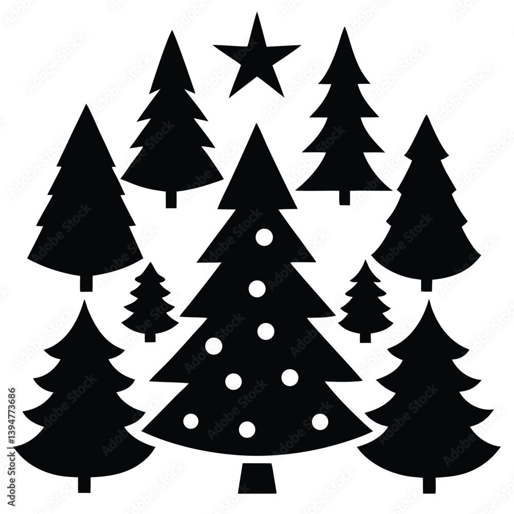 Obraz premium “Tree Silhouettes: Nature’s Shadows in Minimalist Beauty”