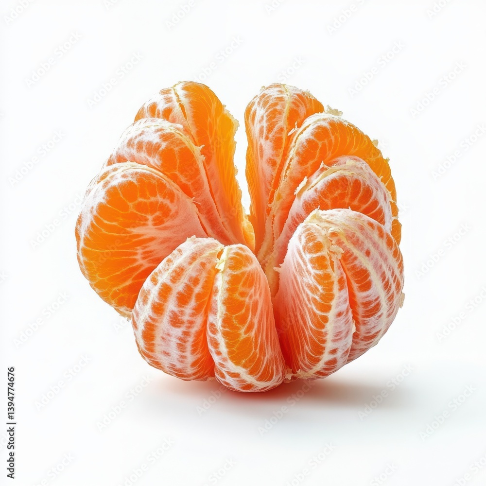 Close view of a peeled mandarin orange with segments arranged in a circle Close view of a peeled mandarin orange with segments arranged in a circle