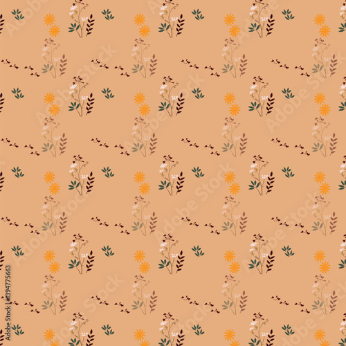 Hand drawn vector floral seamless pattern for printing