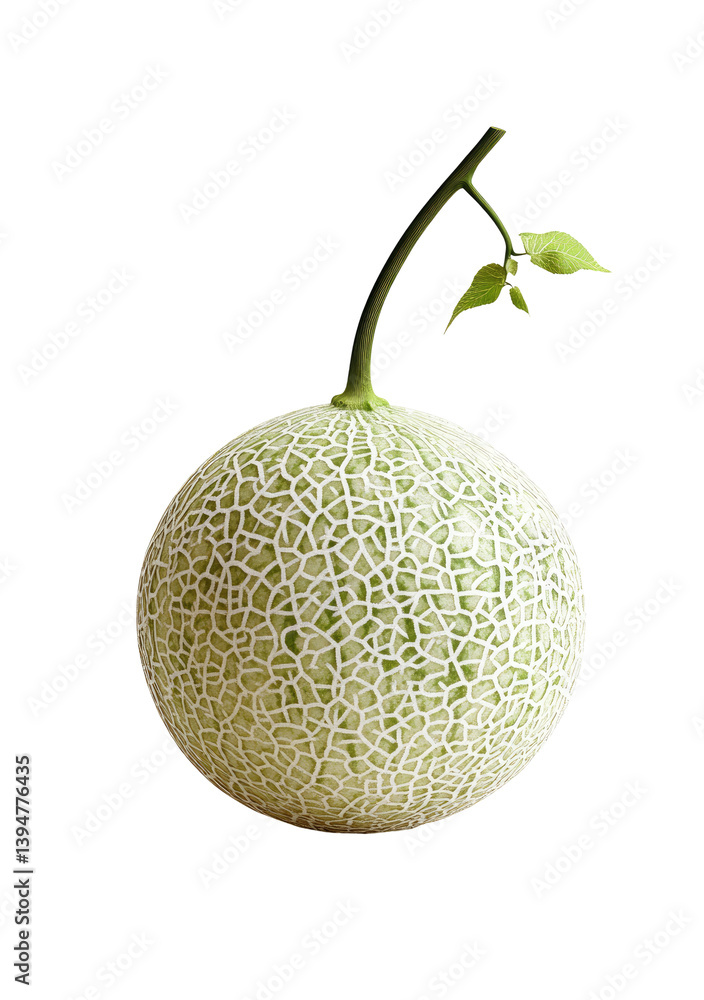 Cantaloupe with stem and leaves Cantaloupe with stem and leaves