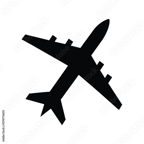 Plane Silhouette Flying Vector Art