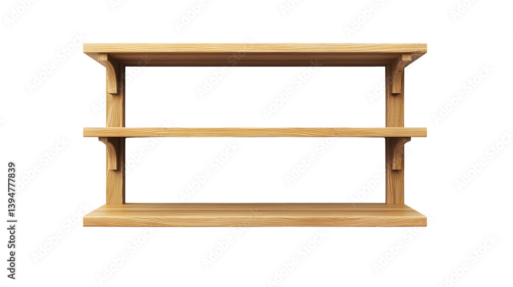 Professional Empty Bookshelf Mockup on Transparent Background for Interior Design Visualizations