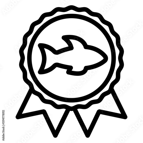 Fishing badge line icon, fishing concept. Vector graphics. Fisherman award sign on white background, style mobile or design.