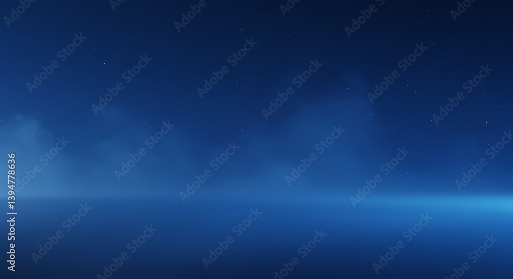 Fototapeta premium Serene Night Seascape: A Celestial Blue Horizon