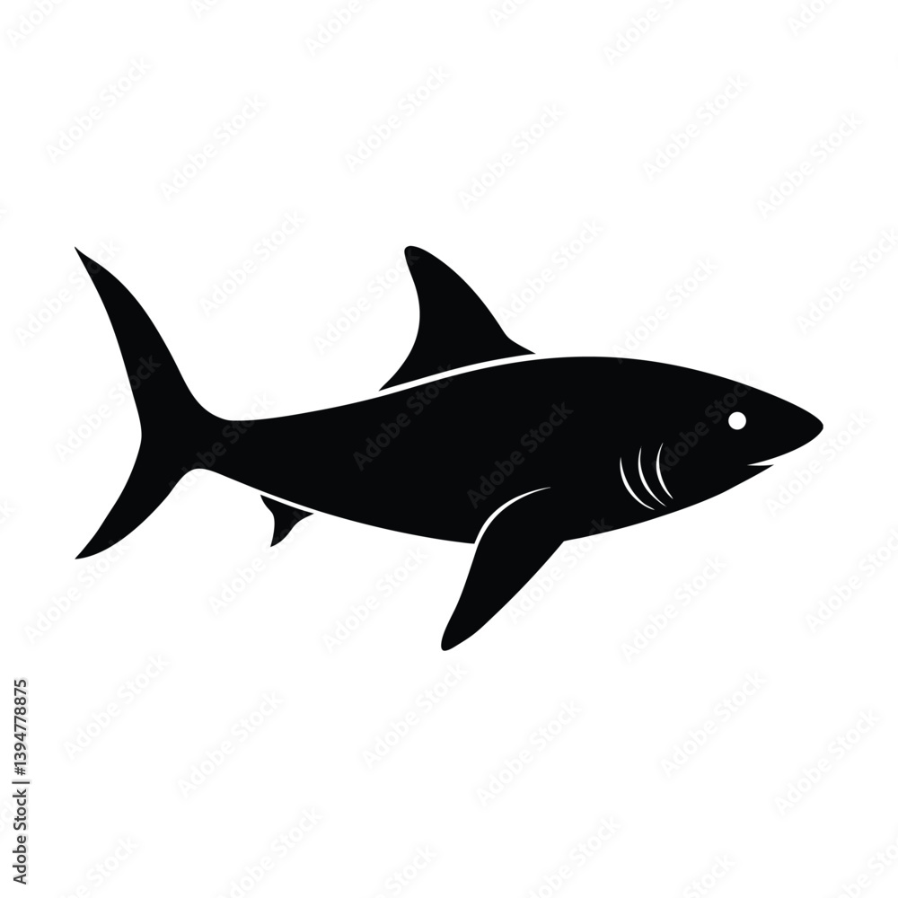 Obraz premium Shark Silhouette With Dorsal Fin Silhouette