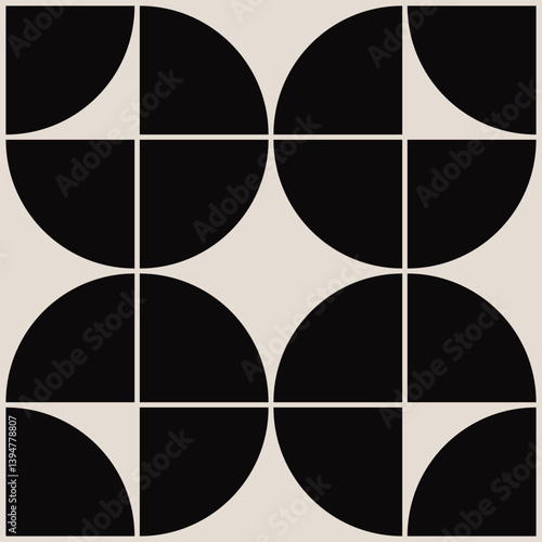 Geometric floral pattern in black and white. Repeated and decorative design that can be used for packaging, decorating, interior design, wallpapers, and more.