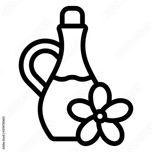 Juice jug with flower line icon, summer drinks concept. Vector graphics. Flower and jug with juice, drink sign on white background, style mobile or design.