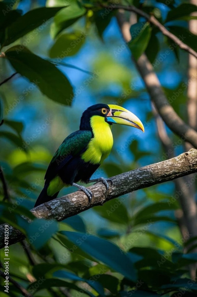 there is a green and black bird sitting on a branch there is a green and black bird sitting on a branch