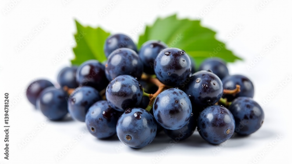 Fresh Concord Grapes With Leaves Isolated Fresh Concord Grapes With Leaves Isolated