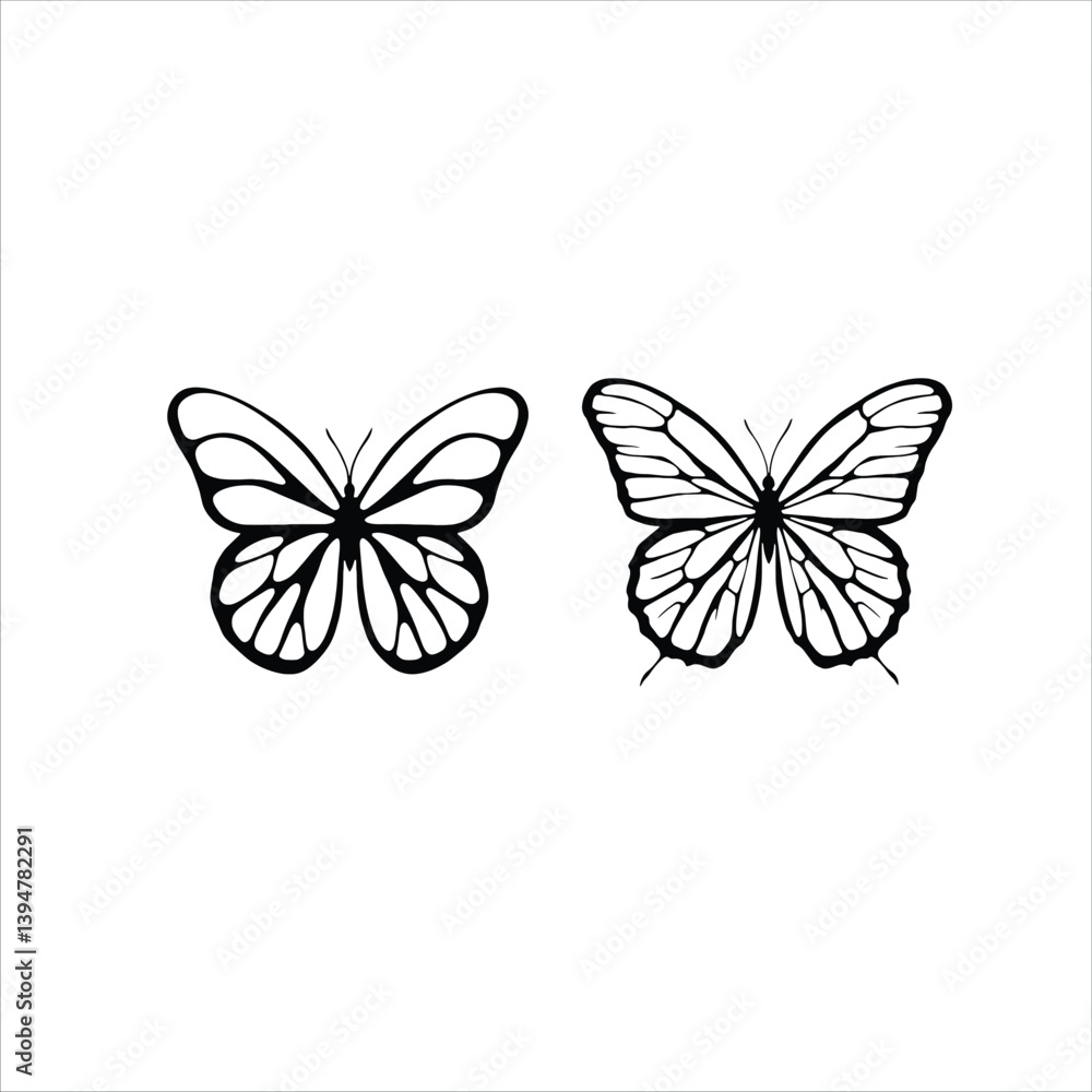 Vector logo butterfly, geometric butterfly icon, abstract winged insect vector logo, artistic butterfly design, black and white insect emblem. Vector logo butterfly, geometric butterfly icon, abstract winged insect vector logo, artistic butterfly design, black and white insect emblem.