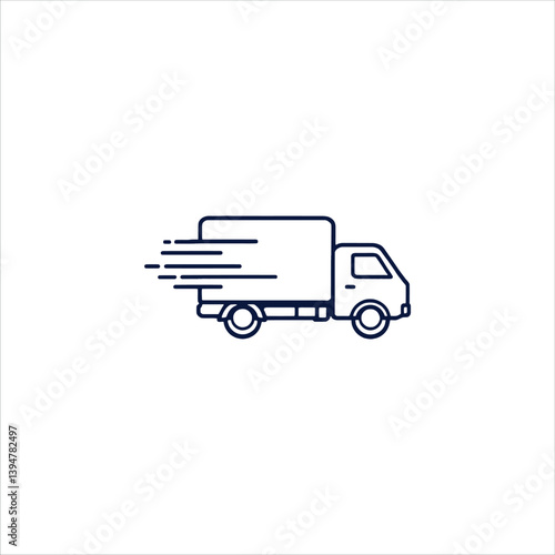 Vector logo delivery truck, moving truck icon, fast delivery vector logo, simple truck design, black and white transportation emblem, quick shipping illustration.