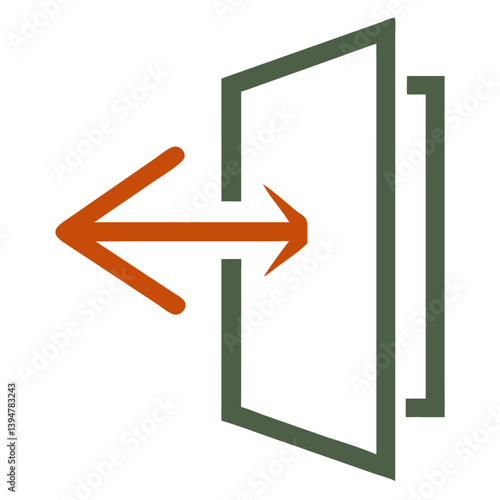 Stylish Green Exit Door Icon with Arrow Signifying Entry and Exit Directions