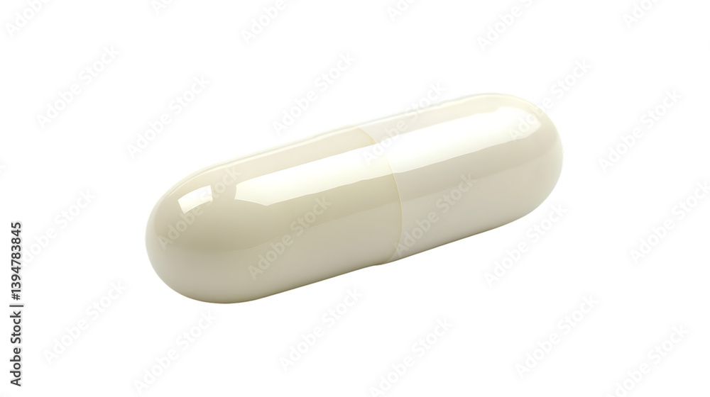 Isolated Single White Capsule Pill on Transparent Background for Medical and Pharmaceutical Concepts Isolated Single White Capsule Pill on Transparent Background for Medical and Pharmaceutical Concepts