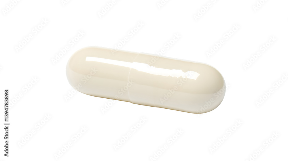 Single White Capsule Pill on Transparent Background for Medical and Healthcare Use Single White Capsule Pill on Transparent Background for Medical and Healthcare Use