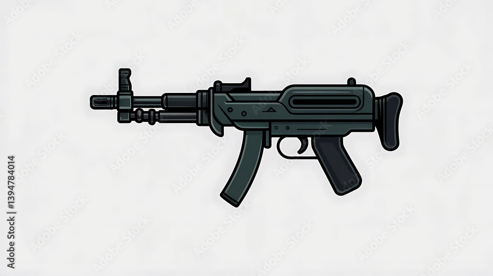 Obraz premium Modern Weaponry Vector Art: Gun Illustration for Military Equipment & Defense