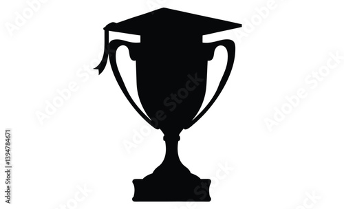 Cup education award icon flat silhouette, cup education icon style outline 