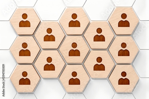 Rejected Individual Concept with Falling Wooden Tile Among Human Icons