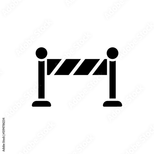 Barrier Tape with Poles Icon in Black Filled Minimalist Style for Safety