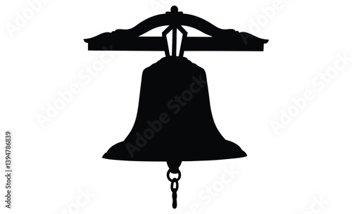 Bell education icon ring flat silhouette, bell education icon style outline 