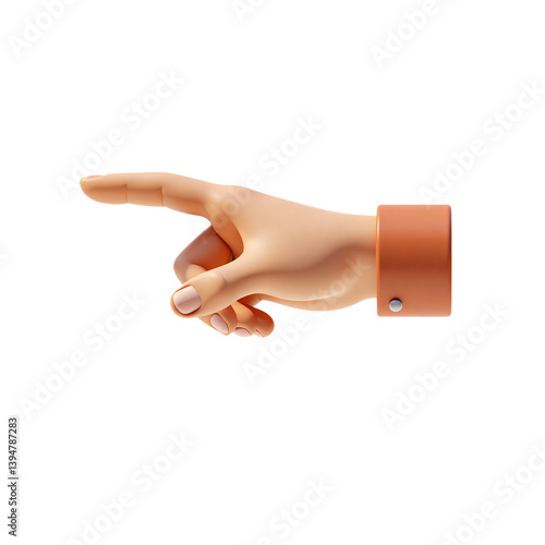Hand Pointing Side View 3D Render Icon Illustration with Cute Cartoon Design Style