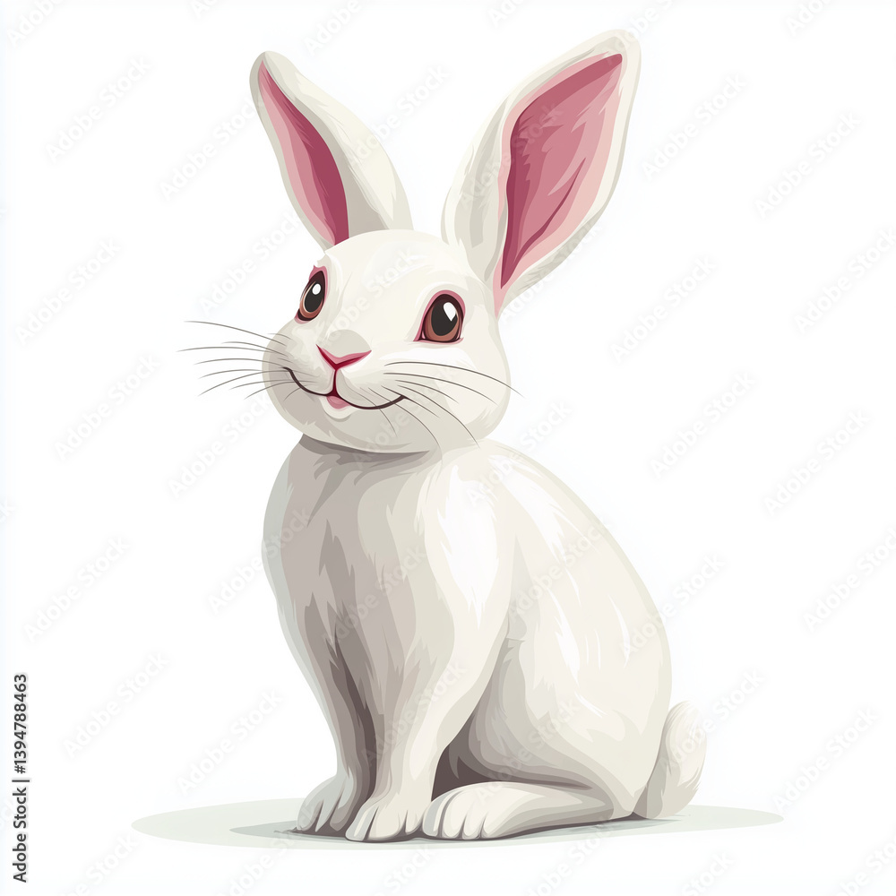 Obraz premium white rabbit with white background