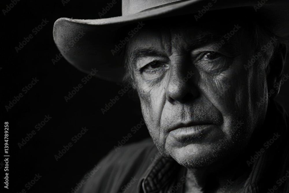 Studio Shot of Aged Man in Cowboy Hat With Wrinkles
Studio Shot of Aged Man in Cowboy Hat With Wrinkles