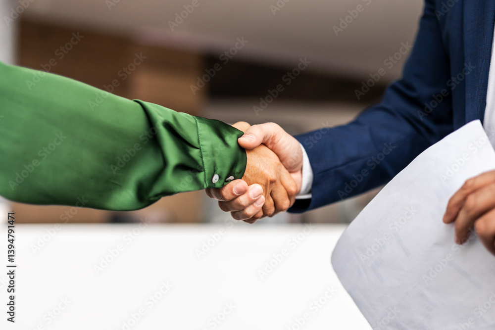Professional Handshake Between Business Individuals in Formal Attire