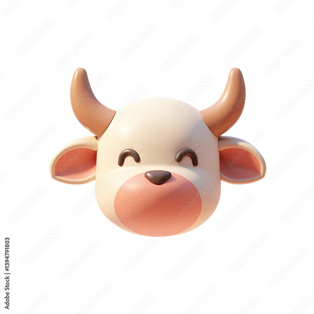 Cute Bull Head Only 3D Render Icon Illustration with Cartoon Design Style Isolated on Transparent Cute Bull Head Only 3D Render Icon Illustration with Cartoon Design Style Isolated on Transparent