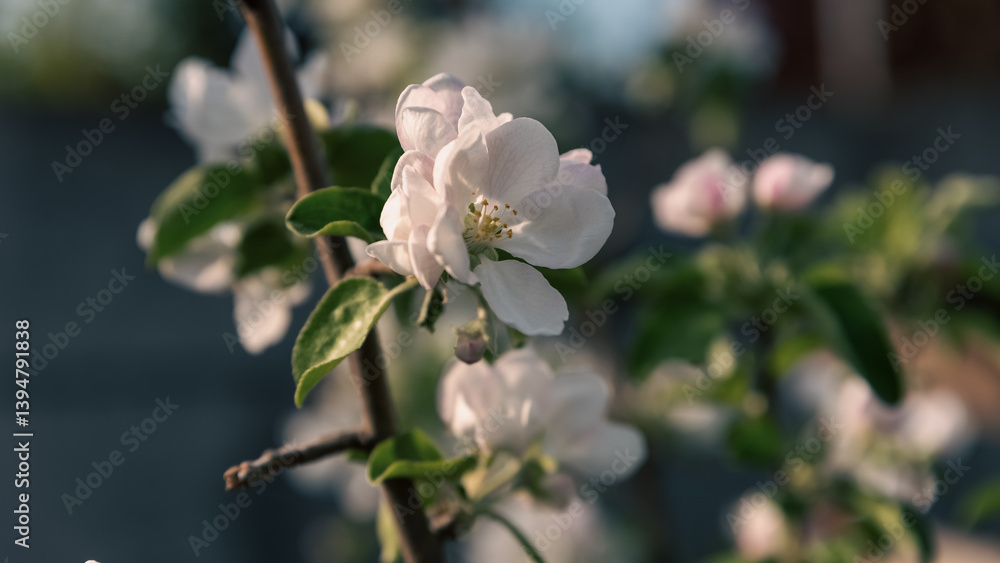 Obraz premium spring blooming of white flowers on a tree branch