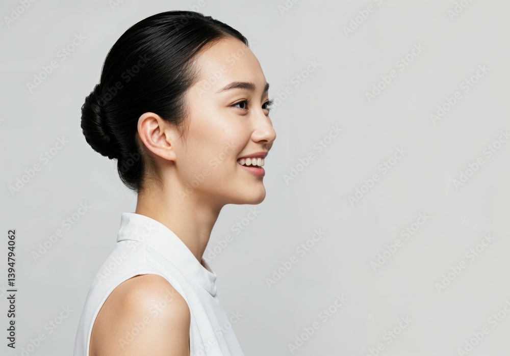 Radiant Smile Profile Portrait of a Happy Asian Woman Radiant Smile Profile Portrait of a Happy Asian Woman