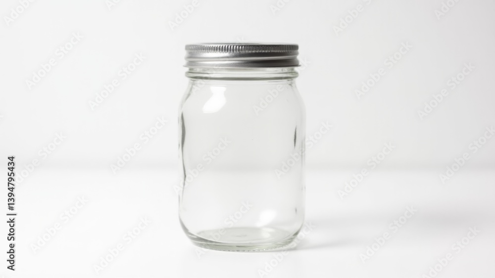 Empty Glass Mason Jar-Studio Shot Empty Glass Mason Jar-Studio Shot