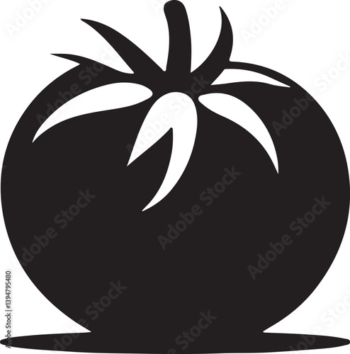 Tomato silhouette vector art illustration. Tomato vector icon. 