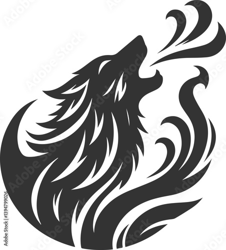 Wallpaper Mural Silhouette of a wolf black vector animal Torontodigital.ca