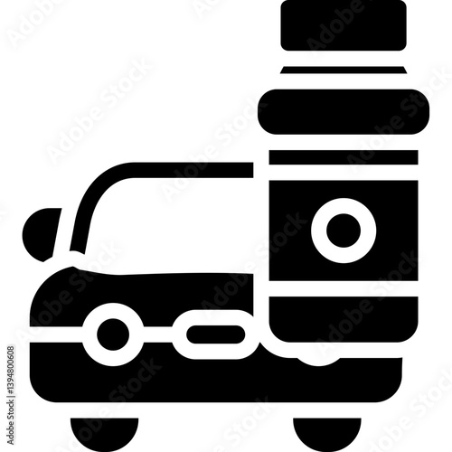 Car with a wax applicator Glyph Icon
