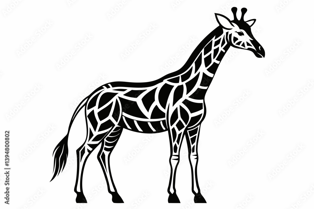 Naklejka premium Giraffe vector line art black design and white background