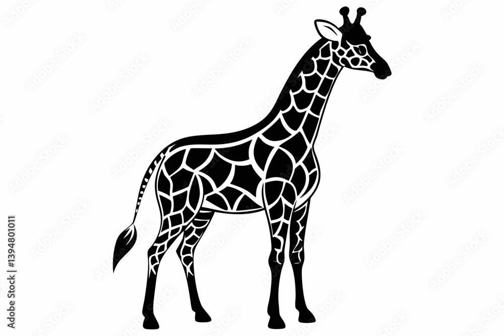 Naklejka premium Giraffe vector line art black design and white background