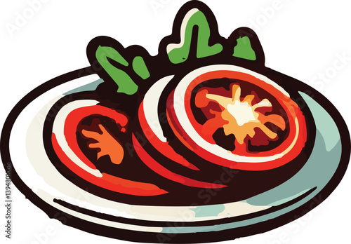 Tomato vector art illustration. Tomato vector icon. 