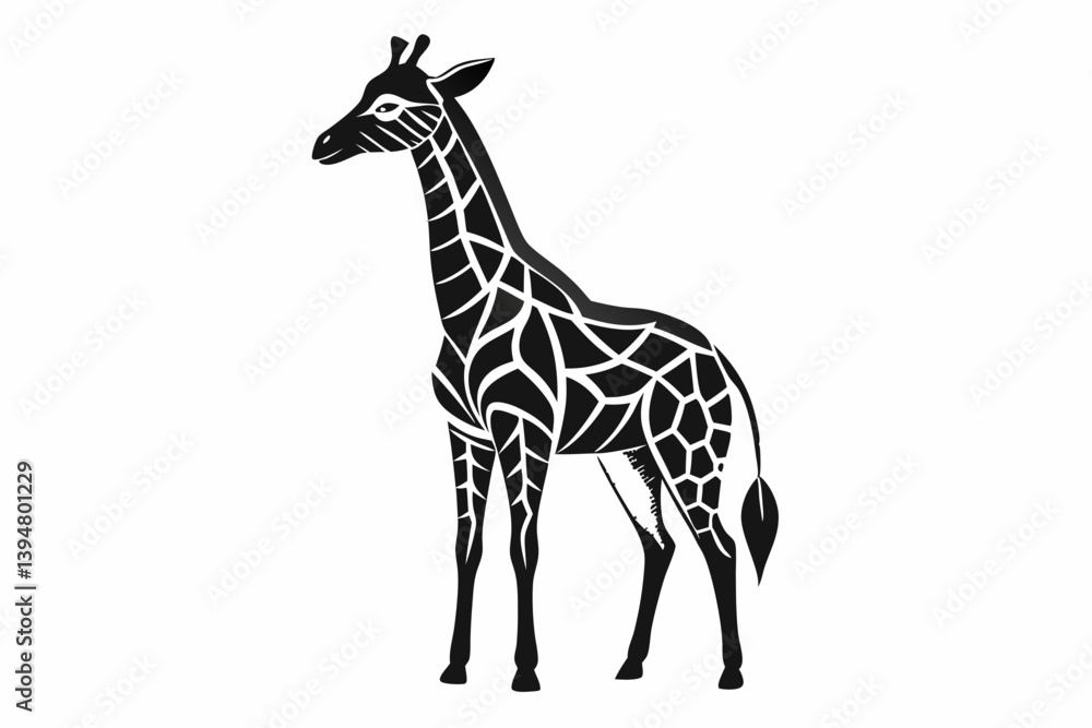 Fototapeta premium Giraffe vector line art black design and white background