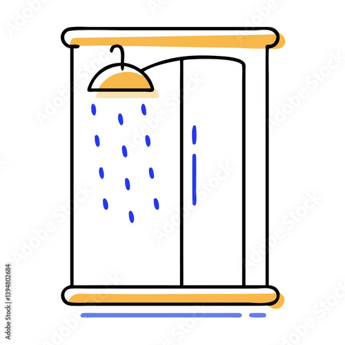 Shower with drizzling water in minimalist style  