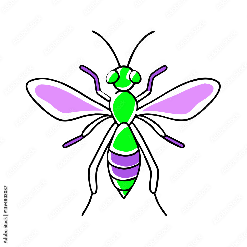Fototapeta premium Colorful cartoon bee on a white background 