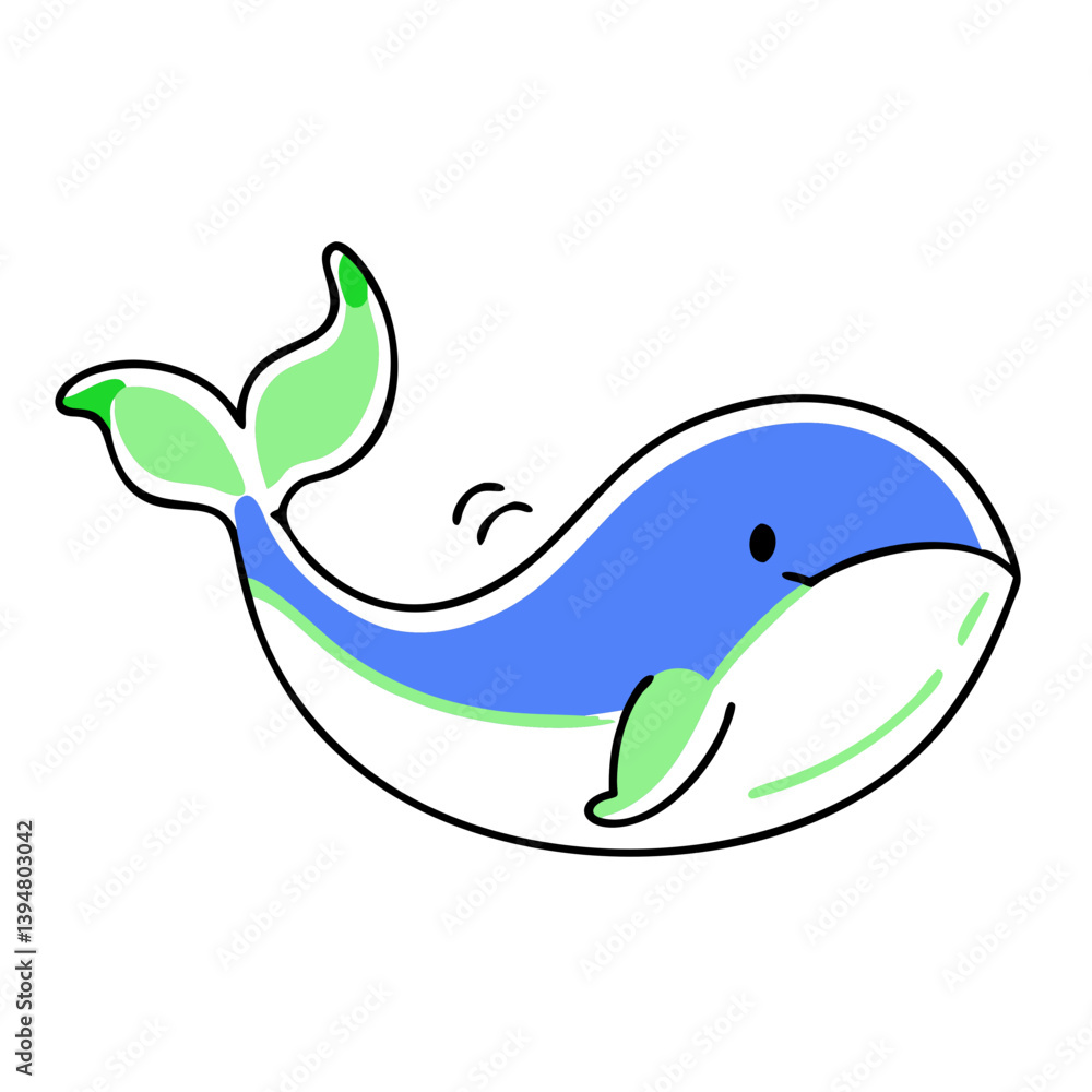 Cute cartoon whale swimming in vibrant colors Cute cartoon whale swimming in vibrant colors
