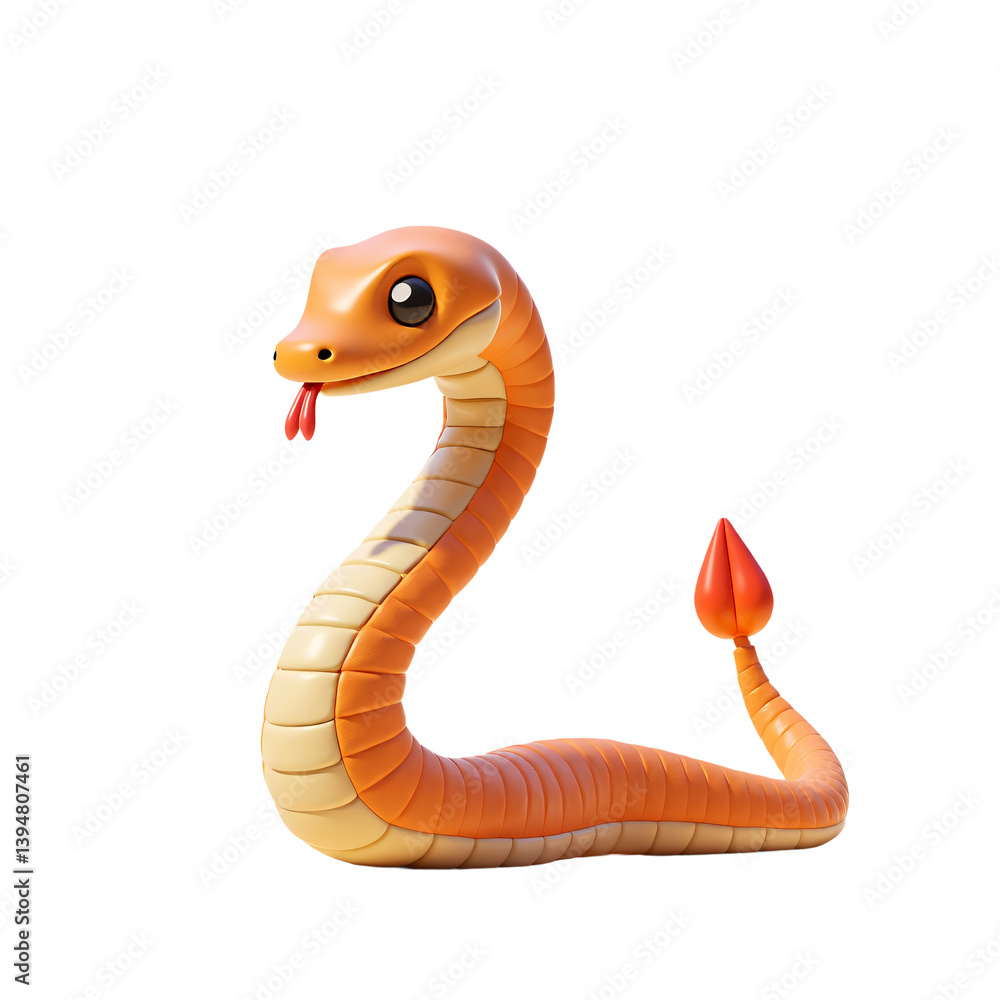 Fototapeta premium Full Body Snake 3D Render Icon Illustration with Cute Cartoon Style Isolated on Background