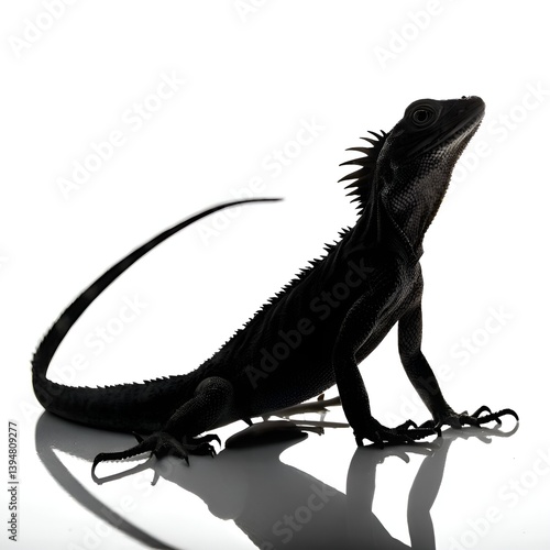 silhouette of a  Basilisk lizard  white background. vector Animal.